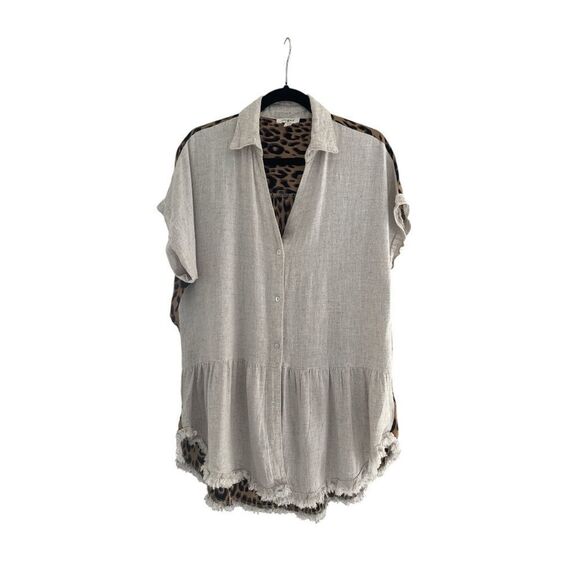 Umgee Tops - UMGEE Linen Blend Mixed Media Tunic Top Size Medium